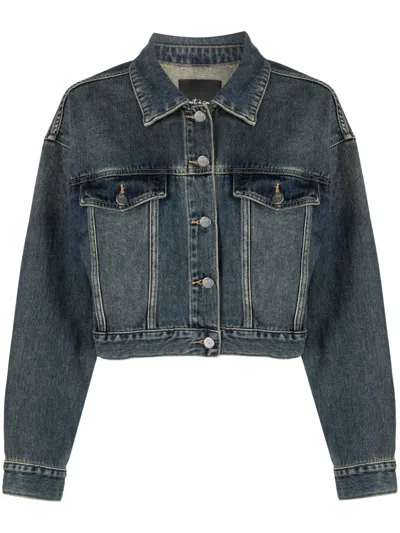 Tout A Coup Cropped Denim Jacket In Blau