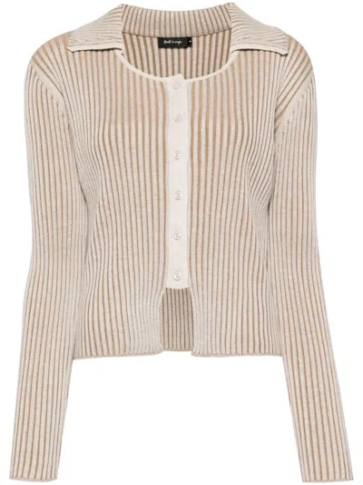 Tout A Coup Cutout Knitted Top In Brown