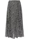 Tout A Coup Daisy Print Ruffle Edged Skirt In 黑色