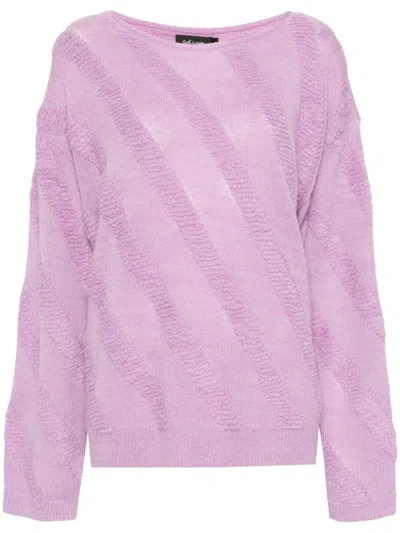 Tout A Coup Diaganol Striped Sweatshirt In 紫色