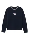 Tout A Coup Dog Appliqué Scalloped Sweater In Blue