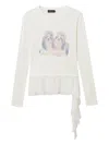 Tout A Coup Dog-print Ruffled-hem T-shirt In Neutral