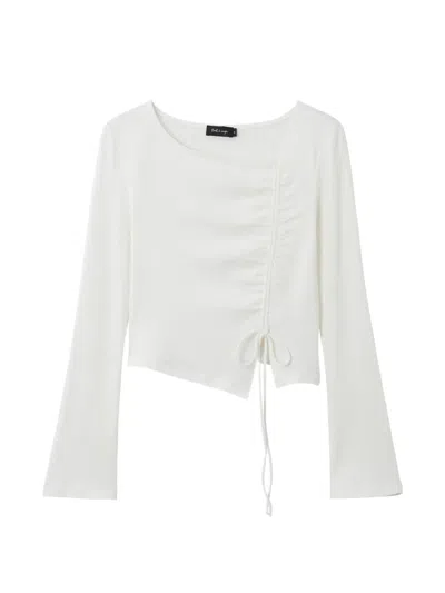 Tout A Coup Drawstring Long-sleeve Top In White