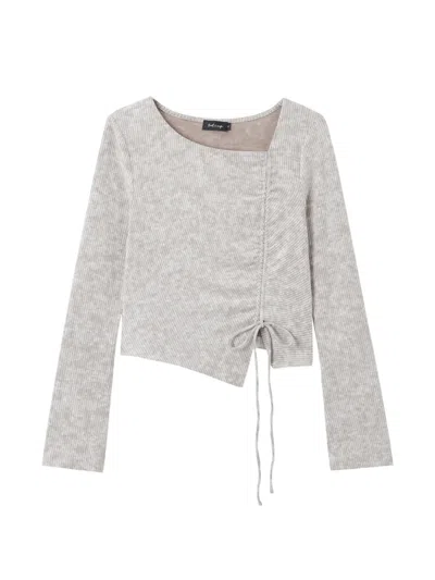 Tout A Coup Drawstring Square-neck Top In Gray