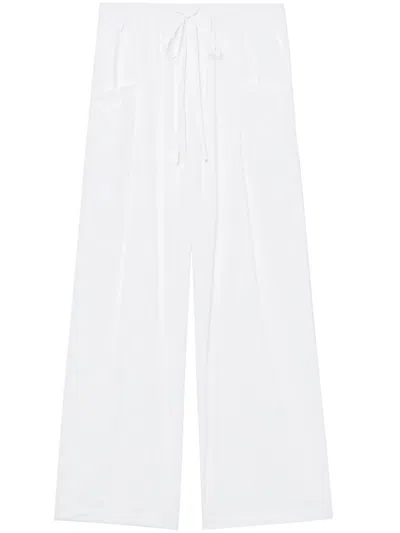 Tout A Coup Drawstring-waist Wide-leg Trousers In White
