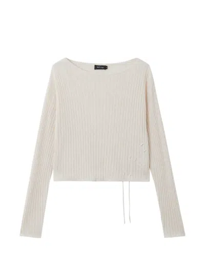 Tout A Coup Drawstring-hem Ribbed Sweater In Neutral