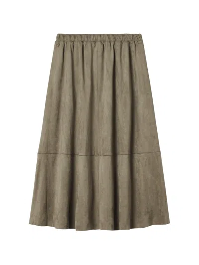 Tout A Coup Elasticated-waist Panelled Midi Skirt In Green