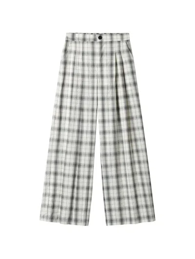 Tout A Coup Elasticated-waistband Checked Trousers In Gray