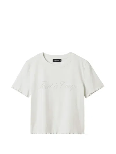 Tout A Coup Embellished Ruffled T-shirt In White