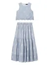 Tout A Coup Embroidered Crop Top And Tiered Maxi Skirt