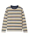 Tout A Coup Embroidered-logo Stripe-pattern T-shirt In Yellow