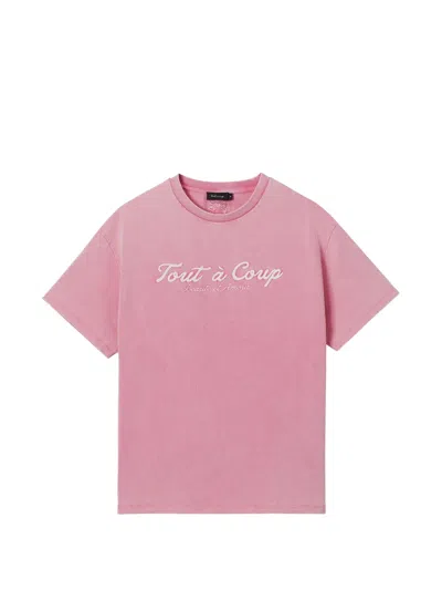 Tout A Coup Embroidered-detail T-shirt In Pink
