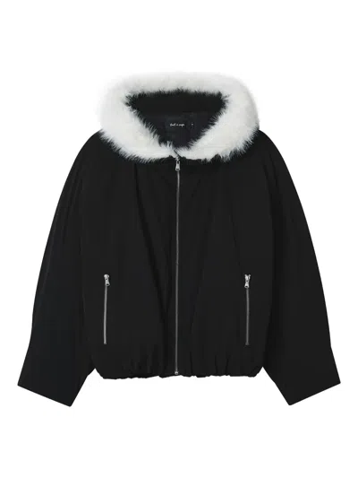 Tout A Coup Faux-fur Hooded Jacket In Black