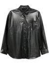 Tout A Coup Faux Leather Long Sleeve Shirt In Black