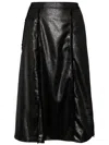 Tout A Coup Faux Leather Midi Skirt In 黑色