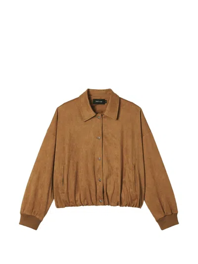 Tout A Coup Faux-suede Button-up Jacket In Brown