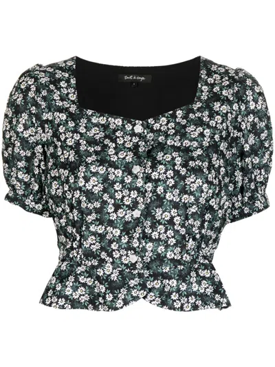Tout A Coup Floral-print Cropped Top In Black