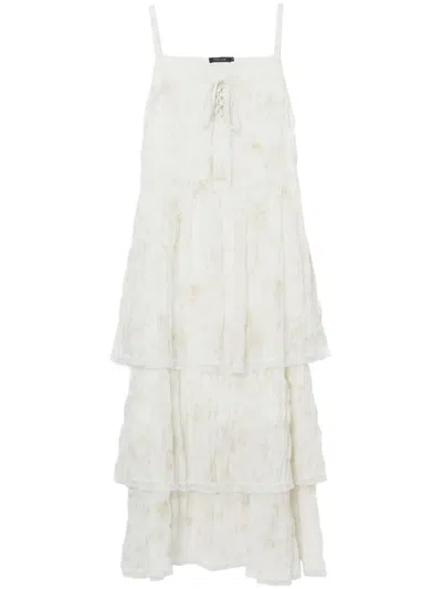 Tout A Coup Floral-print Layered Midi Dress In Neutrals