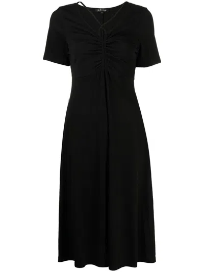 Tout A Coup Gathered-detailing Midi Dress In 黑色