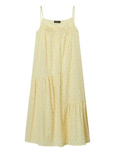 Tout A Coup Gingham Check Midi Dress In Yellow