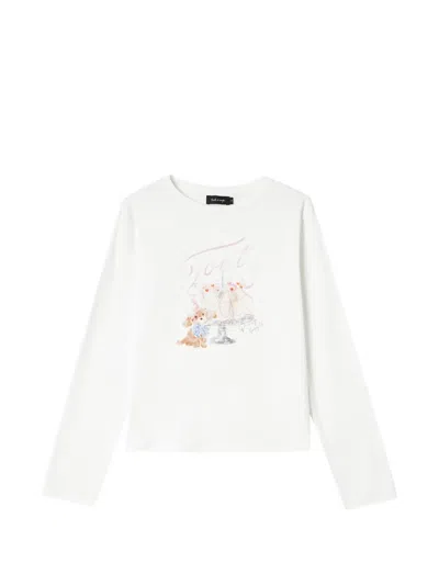 Tout A Coup Graphic-print Long-sleeve T-shirt In White