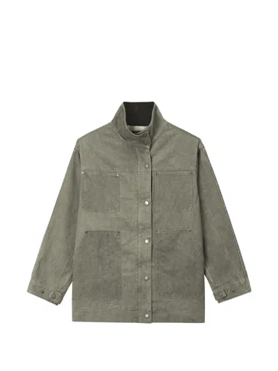 Tout A Coup High-neck Cotton Jacket In Gray