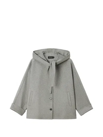Tout A Coup Hooded Button-up Jacket In Gray