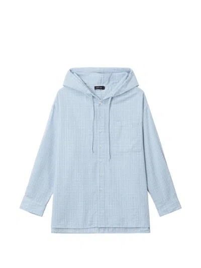 Tout A Coup Hooded Long-sleeve Shirt In Blue