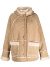 Tout A Coup Hooded Suede Jacket In Brown