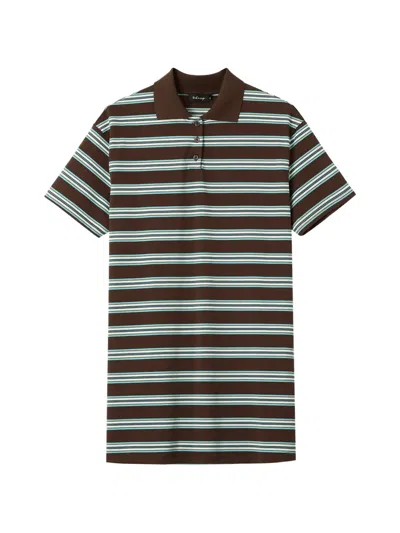 Tout A Coup Horizontal-striped Polo Mini Dress In Brown
