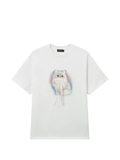 Tout A Coup Kitten-graphic T-shirt In White