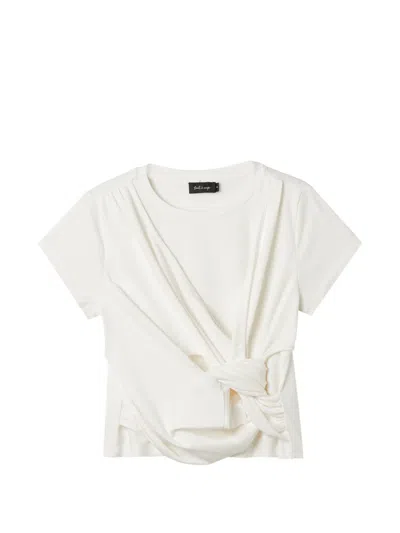 Tout A Coup Knot Twisted T-shirt In White