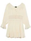 Tout A Coup Lace-trim Pleated Minidress In Neutrals