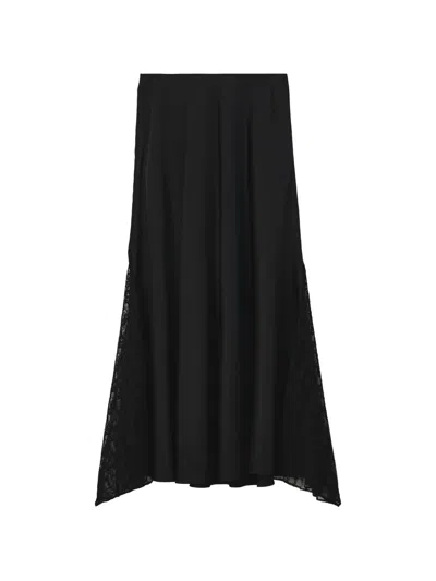 Tout A Coup Lace-insert Asymmetric Skirt In Black