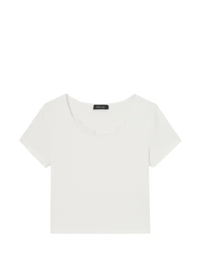 Tout A Coup Lace-trim Ribbed T-shirt In White