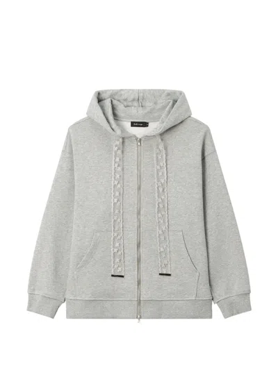 Tout A Coup Lace-trim Zip-up Hoodie In Gray