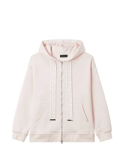 Tout A Coup Lace-trim Zip-up Hoodie In Pink