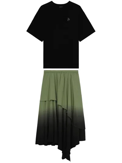 Tout A Coup Layered Cotton Midi Skirt In Black