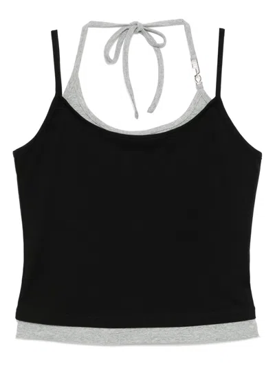 Tout A Coup Layered Halter Cami Top In Black