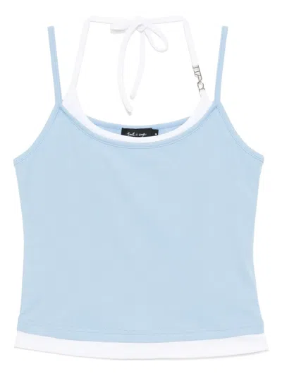 Tout A Coup Layered Halter Cami Top In Blue