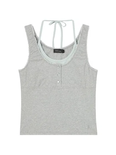Tout A Coup Layered Ruffled Top In Gray