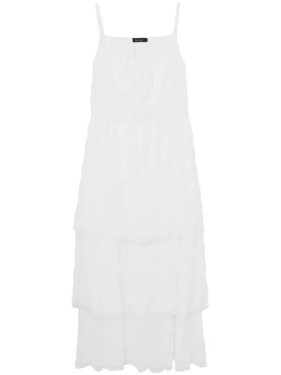 Tout A Coup Layered-skirt Midi Dress In White