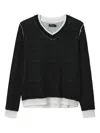 Tout A Coup Layered V-neck Sweater In Black