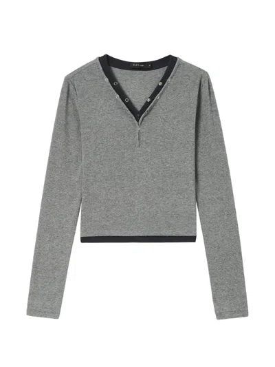 Tout A Coup Layered-effect Press-stud T-shirt In Gray