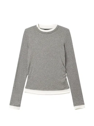 Tout A Coup Layered-effect Ruched T-shirt In Gray