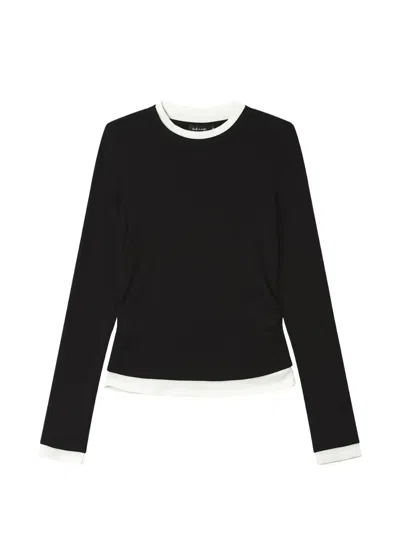 Tout A Coup Layered-effect Ruched-side Top In Black