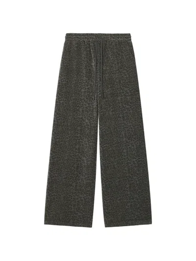 Tout A Coup Leopard-print Drawstring Track Pants In Gray