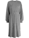 Tout A Coup Logo-embroidered Drawstring Midi Dress In Grey