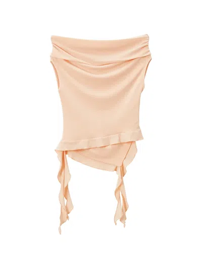 Tout A Coup Off-shoulder Ruffled Top In Neutral