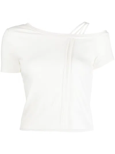 Tout A Coup One-shoulder Short-sleeve Top In White